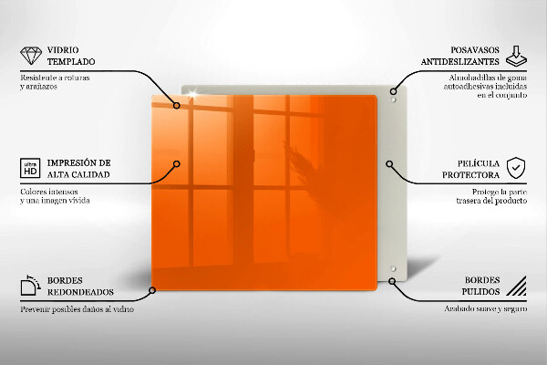 Tagliere in vetro colore arancione