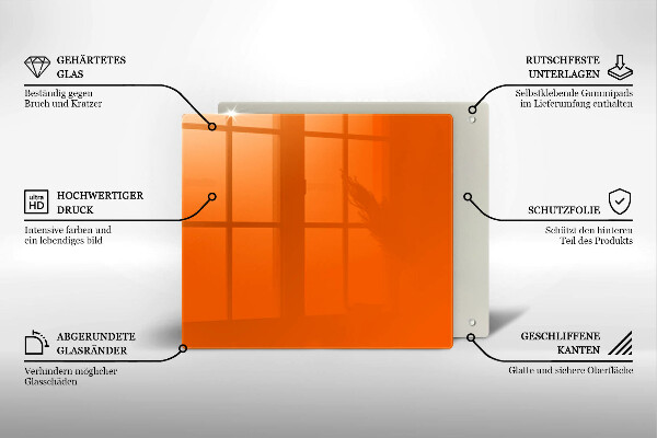 Tagliere in vetro colore arancione