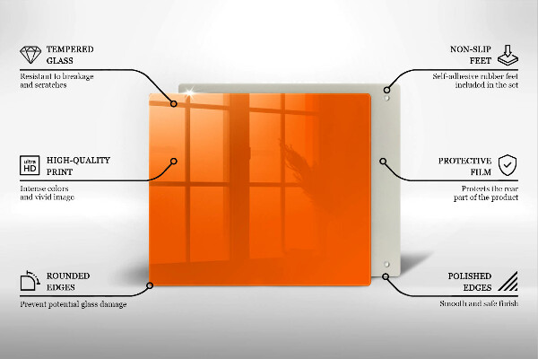 Tagliere in vetro colore arancione