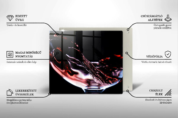 Tagliere in vetro temperato Un bicchiere di vino rosso