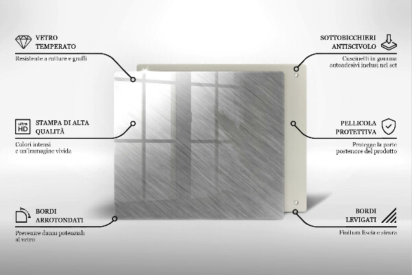 Tagliere in vetro temperato Sfondo con struttura in metallo