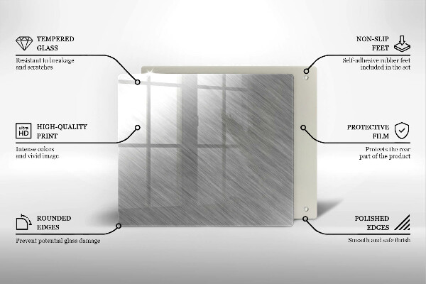 Tagliere in vetro temperato Sfondo con struttura in metallo