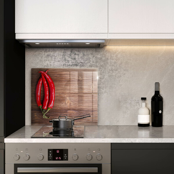 Tagliere in vetro temperato Peperoncini su legno