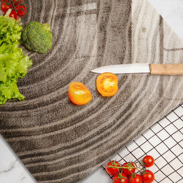 Tagliere in vetro temperato Anelli di legno