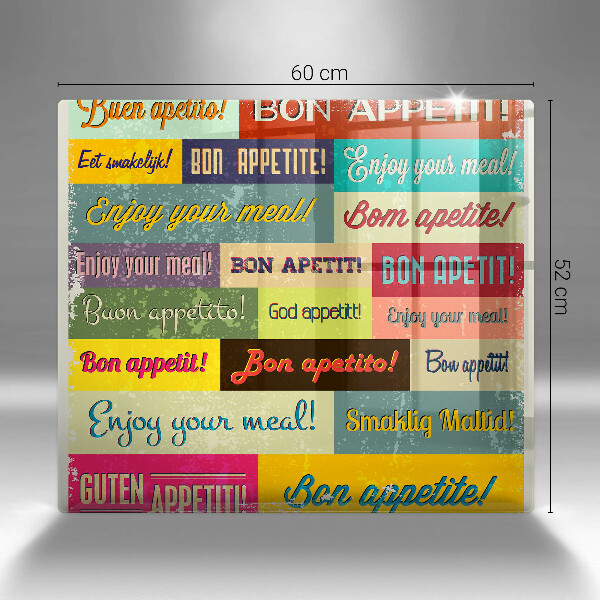 Tagliere in vetro temperato Sottotitoli Buon appetito lingue