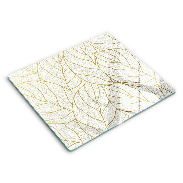 Tagliere in vetro temperato Modello di foglie line-art