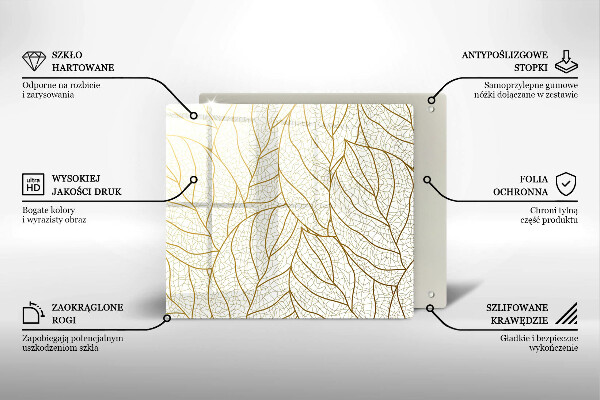 Tagliere in vetro temperato Modello di foglie line-art