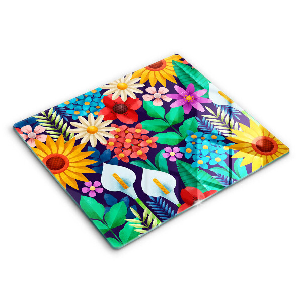 Tagliere in vetro temperato Illustrazione del prato dei fiori