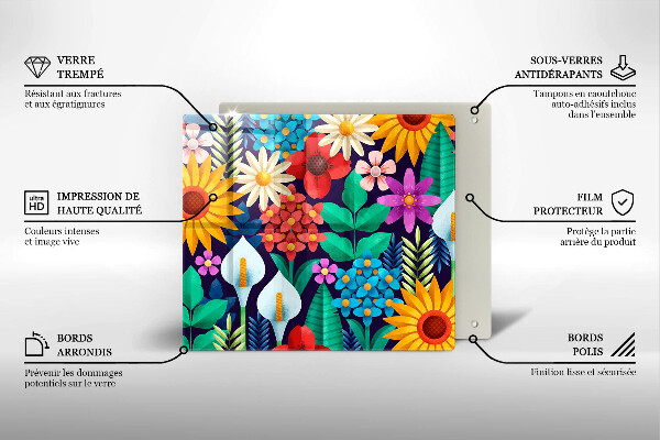 Tagliere in vetro temperato Illustrazione del prato dei fiori