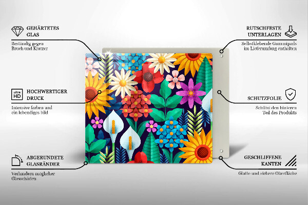 Tagliere in vetro temperato Illustrazione del prato dei fiori