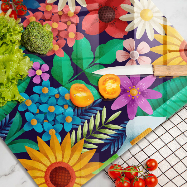 Tagliere in vetro temperato Illustrazione del prato dei fiori