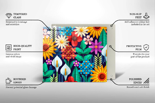 Tagliere in vetro temperato Illustrazione del prato dei fiori