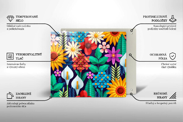 Tagliere in vetro temperato Illustrazione del prato dei fiori