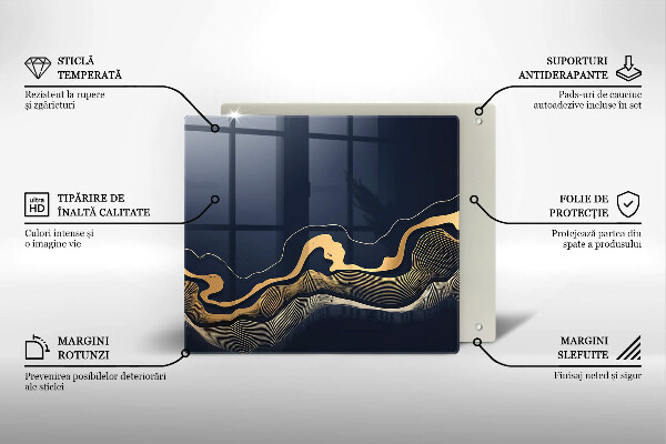 Tagliere in vetro temperato Linee dorate astratte