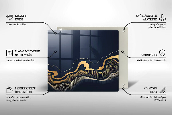 Tagliere in vetro temperato Linee dorate astratte