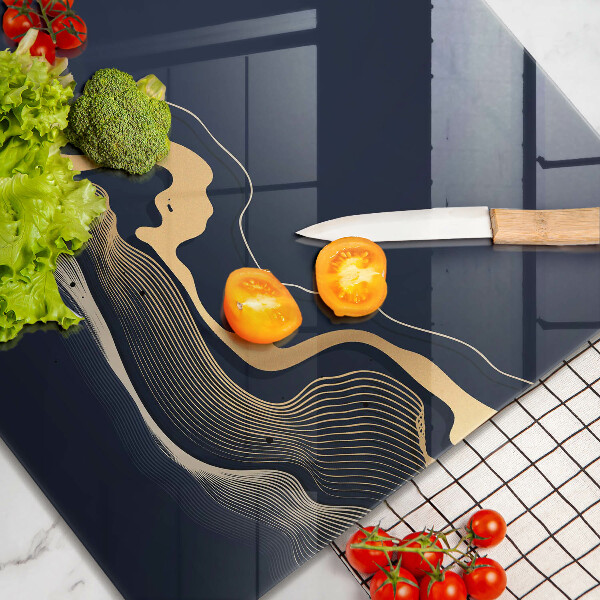 Tagliere in vetro temperato Linee dorate astratte