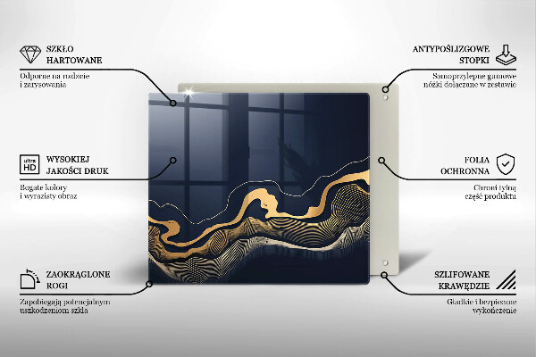 Tagliere in vetro temperato Linee dorate astratte
