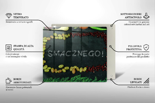 Tagliere in vetro temperato Iscrizione Buon appetito!