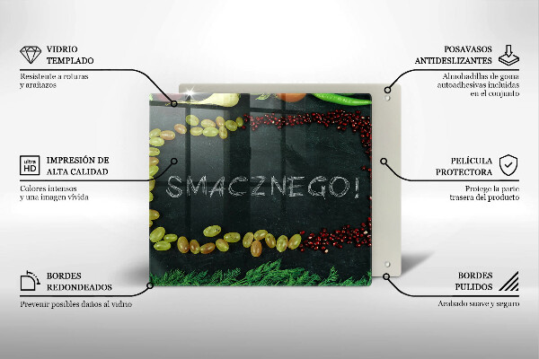 Tagliere in vetro temperato Iscrizione Buon appetito!