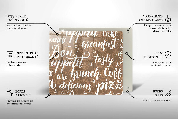 Tagliere in vetro temperato Sottotitoli Bon appetit