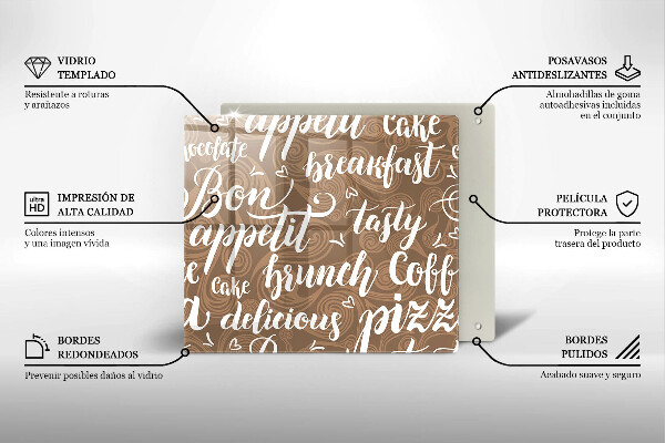 Tagliere in vetro temperato Sottotitoli Bon appetit