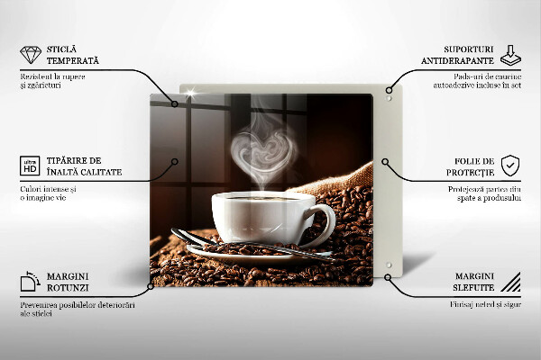 Tagliere in vetro temperato Caffè e una tazza