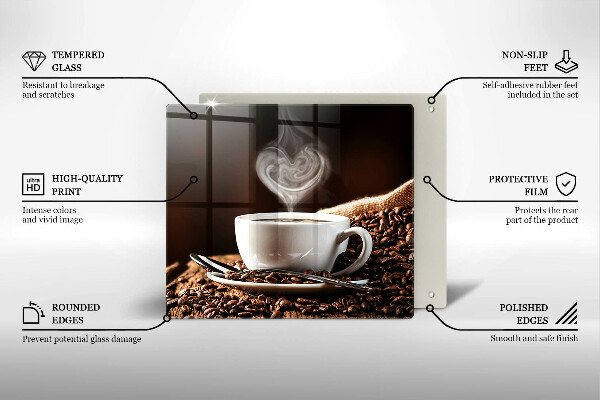Tagliere in vetro temperato Caffè e una tazza