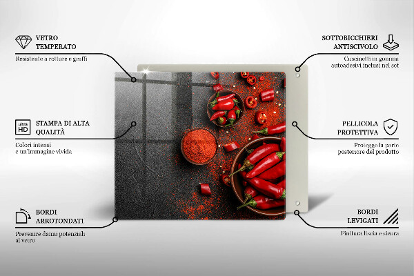 Tagliere in vetro temperato Peperoncini rossi