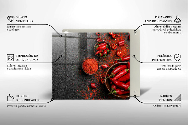 Tagliere in vetro temperato Peperoncini rossi