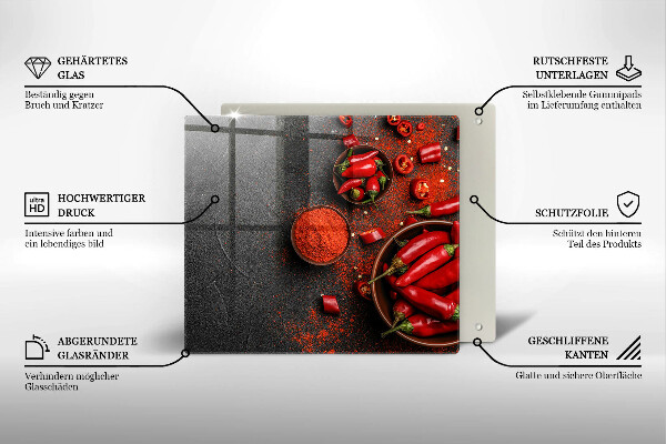 Tagliere in vetro temperato Peperoncini rossi