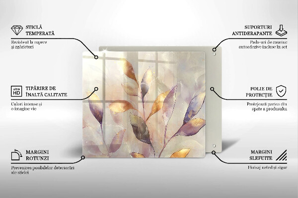 Tagliere in vetro Foglie boho dipinte