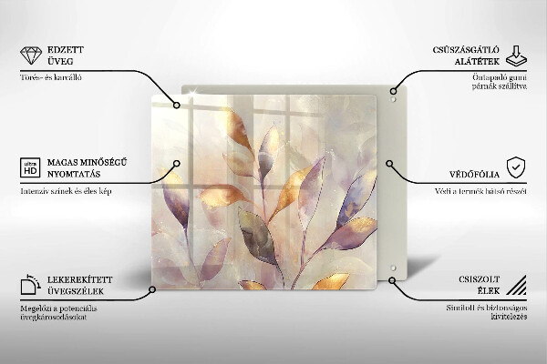 Tagliere in vetro Foglie boho dipinte