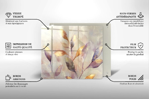 Tagliere in vetro Foglie boho dipinte