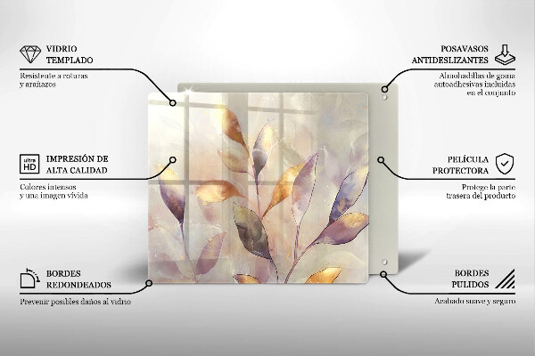 Tagliere in vetro Foglie boho dipinte