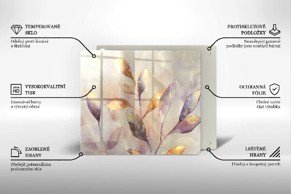 Tagliere in vetro Foglie boho dipinte