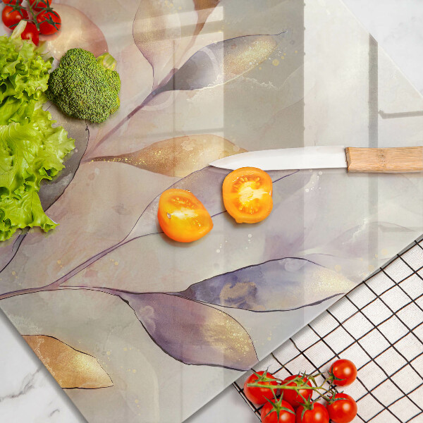 Tagliere in vetro Foglie boho dipinte