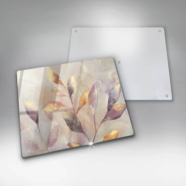 Tagliere in vetro Foglie boho dipinte