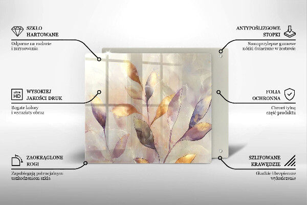 Tagliere in vetro Foglie boho dipinte