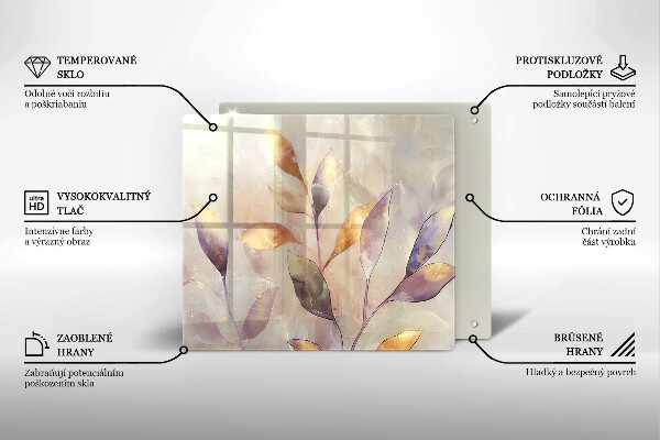 Tagliere in vetro Foglie boho dipinte