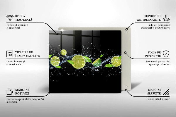 Tagliere in vetro temperato Acqua di menta e lime