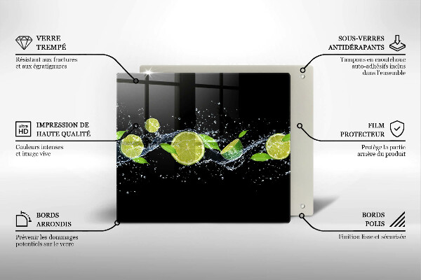 Tagliere in vetro temperato Acqua di menta e lime