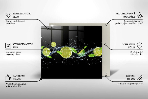 Tagliere in vetro temperato Acqua di menta e lime