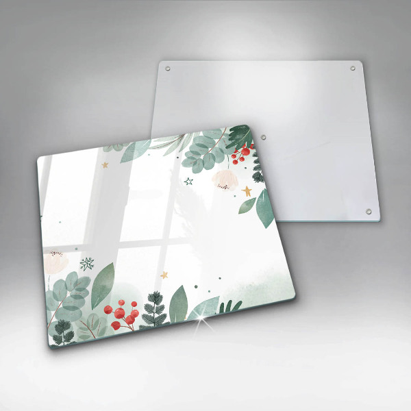 Tagliere in vetro temperato Foglie ad acquerello