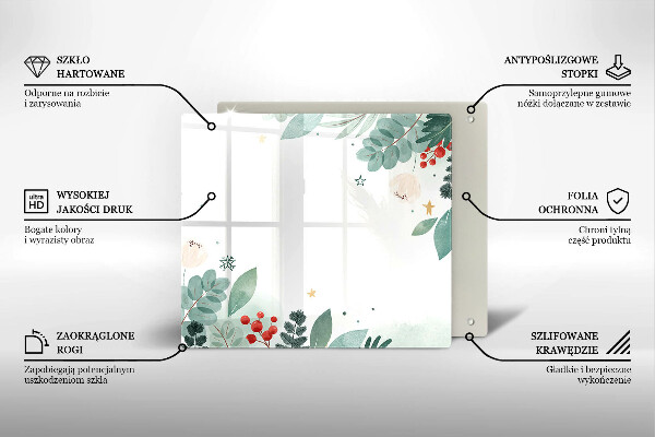 Tagliere in vetro temperato Foglie ad acquerello