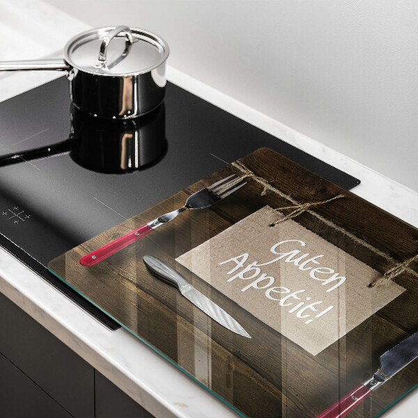 Tagliere in vetro temperato Iscrizione Guten Apetit sulle tavole