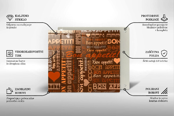 Tagliere in vetro temperato Sottotitoli Bon appetit