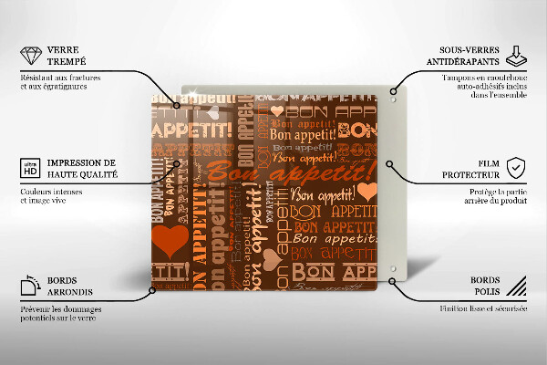 Tagliere in vetro temperato Sottotitoli Bon appetit