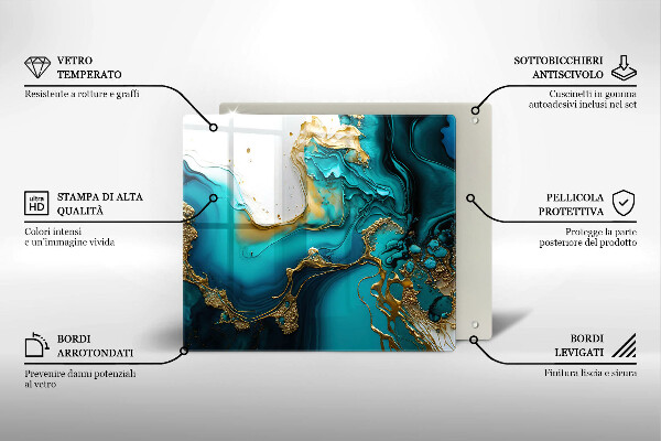 Tagliere in vetro Astrazione turchese