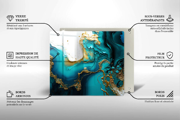 Tagliere in vetro Astrazione turchese