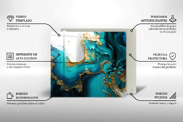 Tagliere in vetro Astrazione turchese